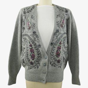 Vintage Filare Japanese Gray Beaded Cardigan Sweater